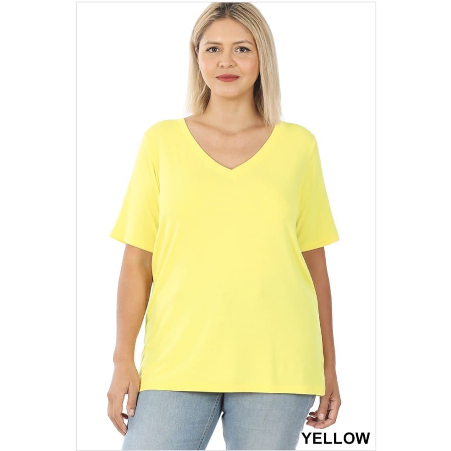 NEW COLOURS in our Favourite V-Neck Top!! Yellow / S Tops