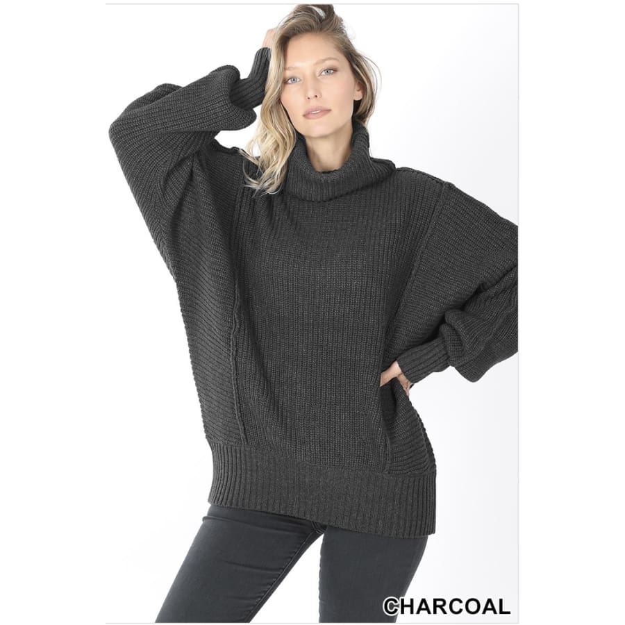 NEW! Oversized Turtleneck Sweater Black / S Tops