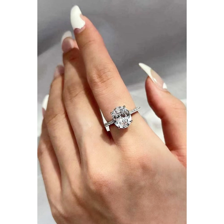 Platinum-Plated Side Stone 2 Carat Moissanite Ring Silver / 5