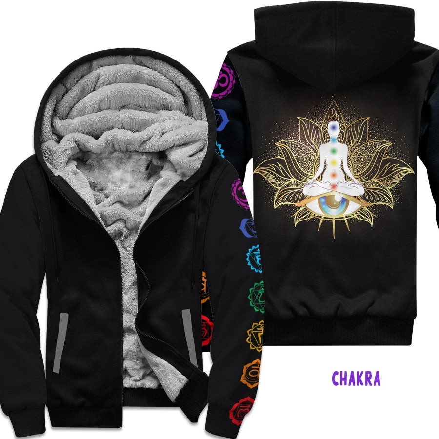 PREORDER Plush Fleece Lined Custom Design Hoodie Zip Jacket - Chakra - CLOSES 1 NOV - ETA end JAN 2022 Chakra / S Hoodie