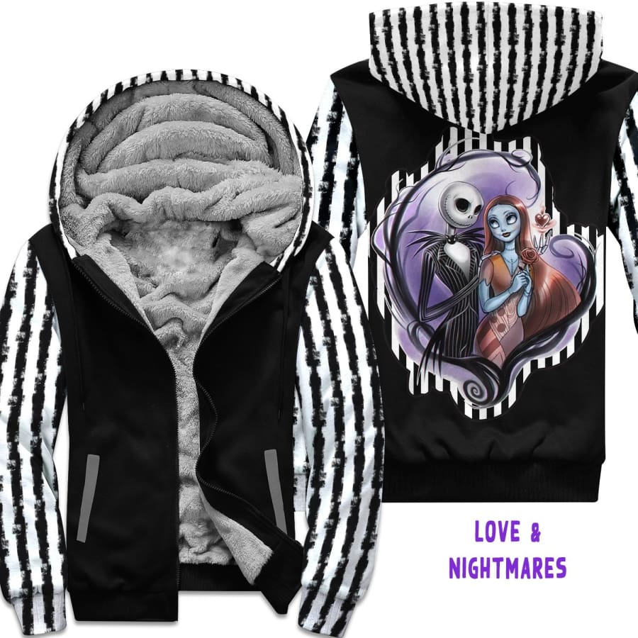 PREORDER Plush Fleece Lined Custom Design Hoodie Zip Jacket - Love &amp; Nightmares - CLOSES 1 NOV - ETA end JAN 2022 Love &amp; Nightmares / S 