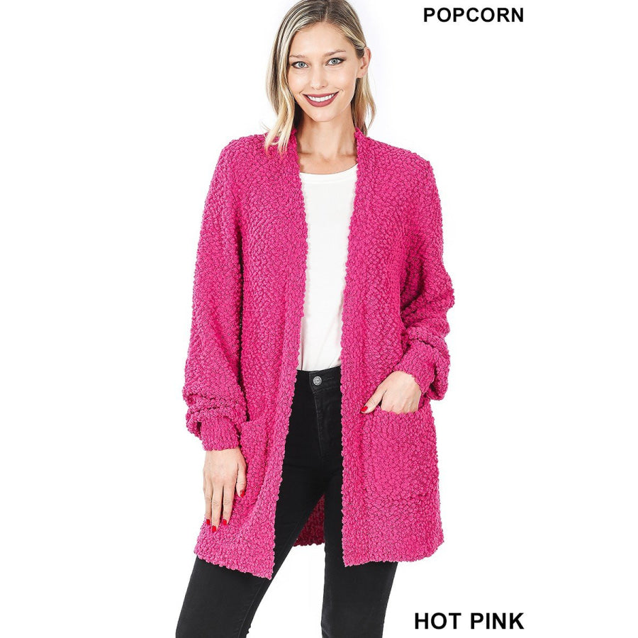 NEW! Popcorn Cardigan with Pockets Fuchsia / S Coverup