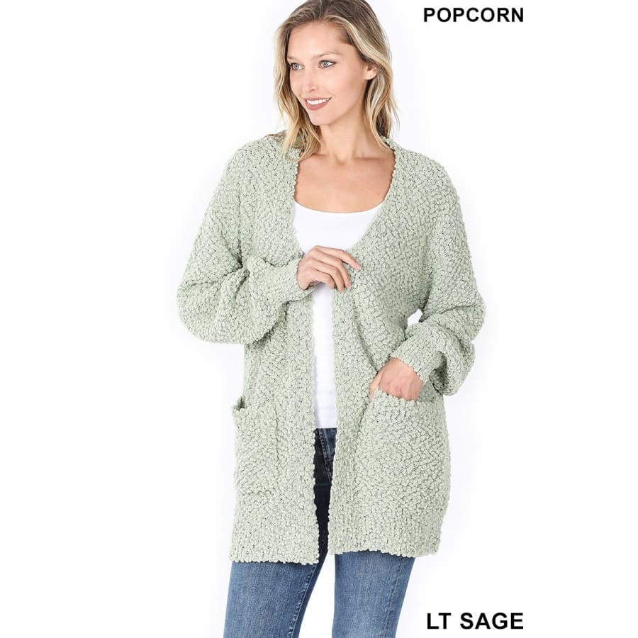 NEW! Popcorn Cardigan with Pockets Light Sage / S Coverup