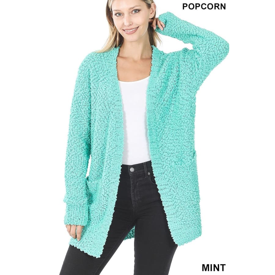 NEW! Popcorn Cardigan with Pockets Mint / S Coverup
