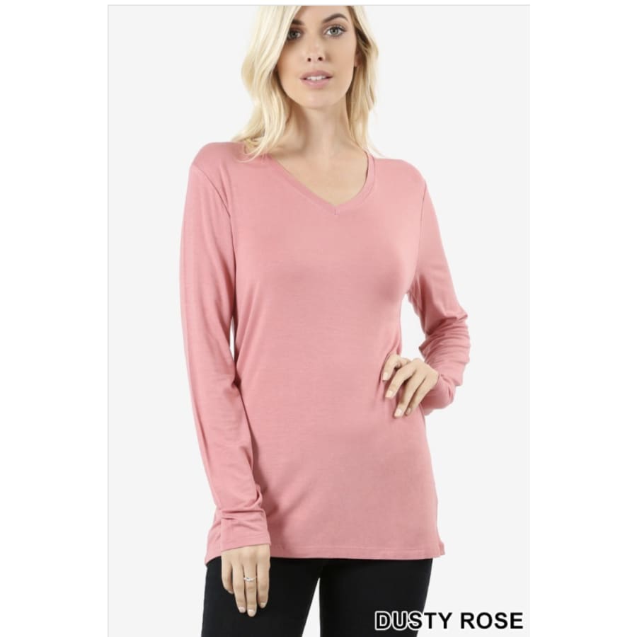 NEW! Luxe Rayon Long Sleeve V-Neck Top Tops