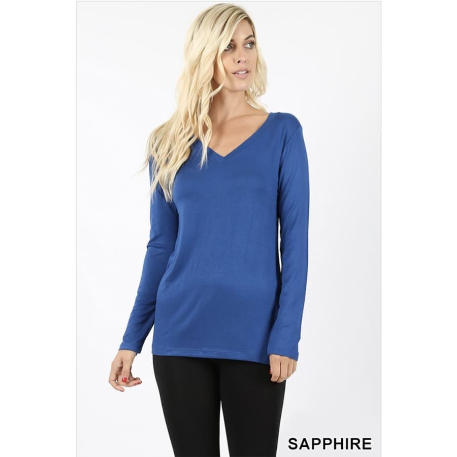 NEW! Luxe Rayon Long Sleeve V-Neck Top Tops