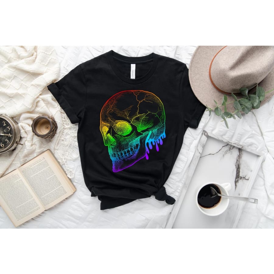 PREORDER Custom Design T-Shirts - Rainbow Skull - ETA 4-6 weeks T Shirts