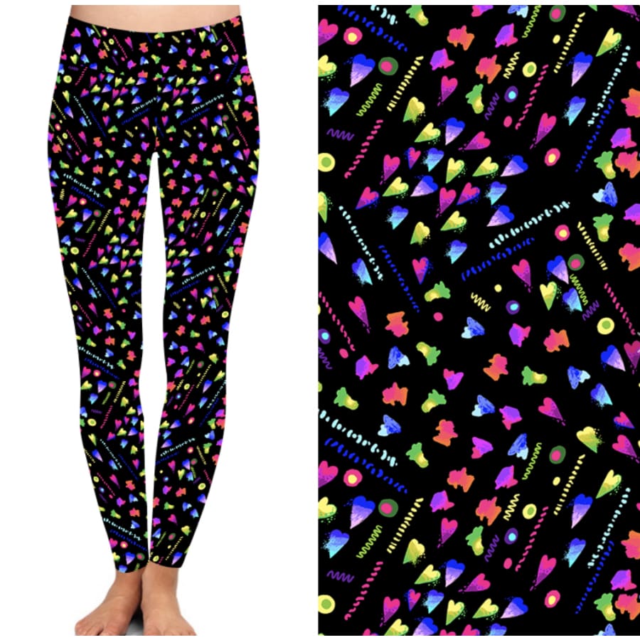 PREORDER Buttery Soft Leggings in Bold Prints Limited Quantities ETA late Dec! Rainbow Hearts / OS Leggings