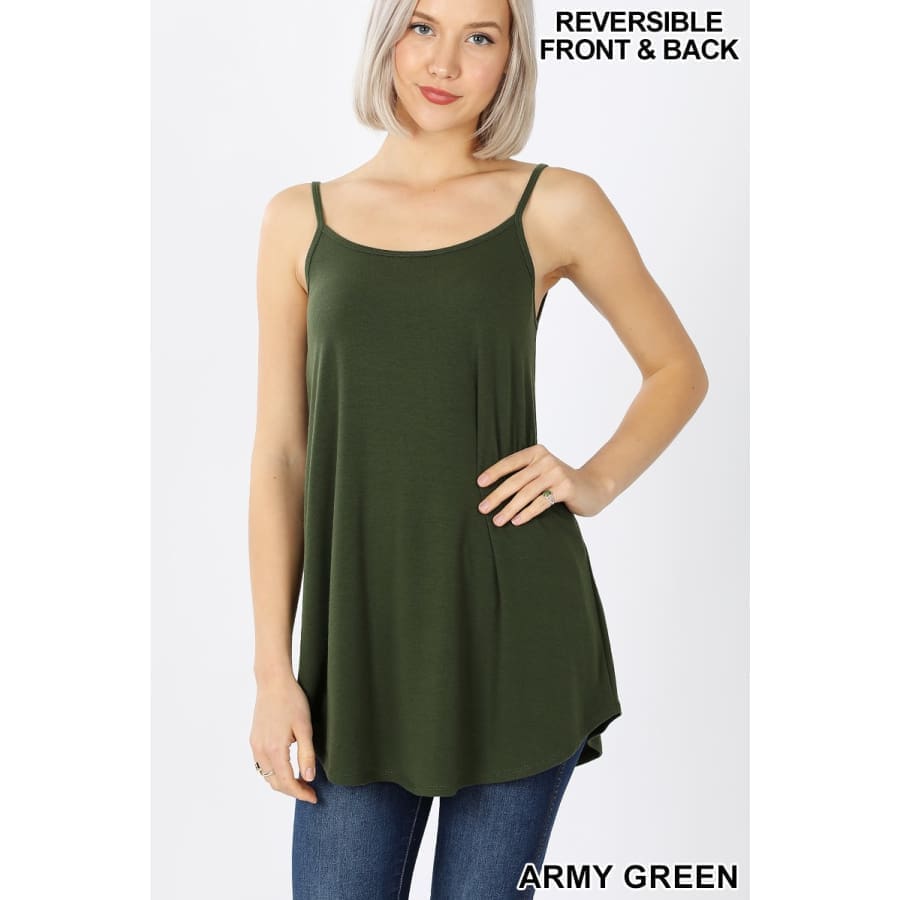 NEW Colours! Reversible Spaghetti Cami V-Neck/Scoop-Neck Army Green / S Tops