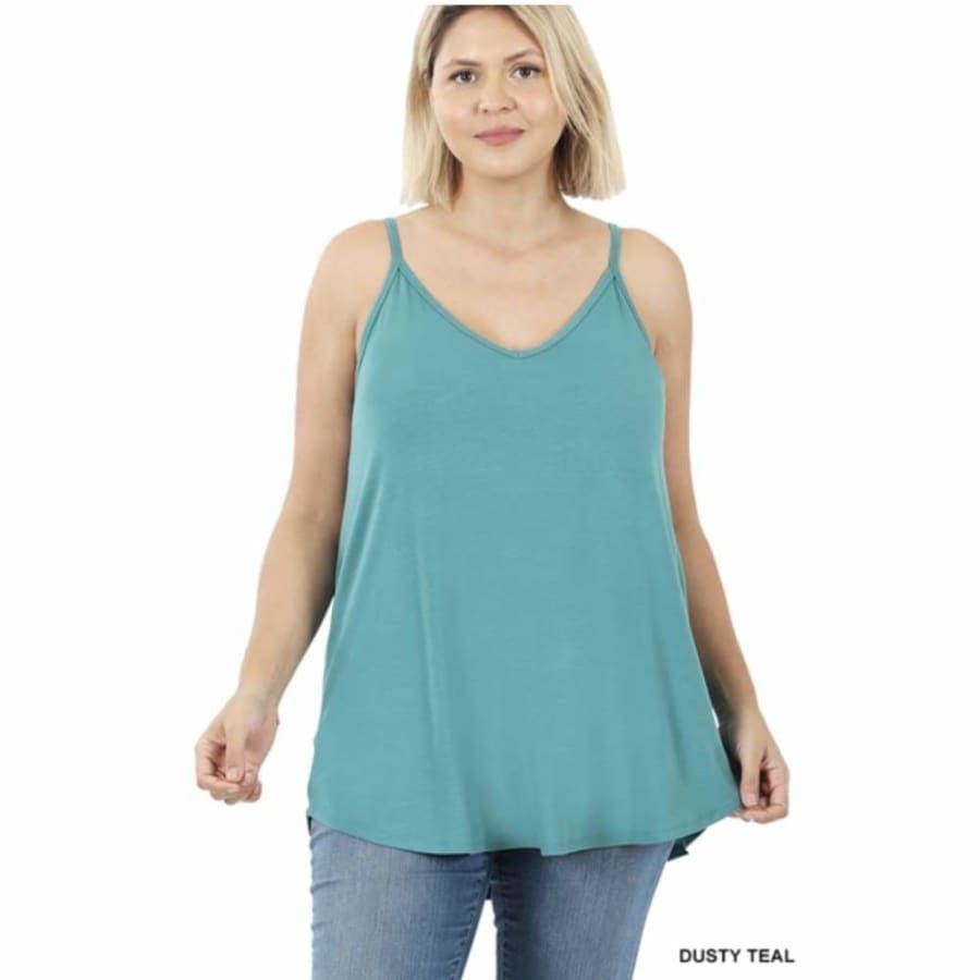 NEW Colours! Reversible Spaghetti Cami V-Neck/Scoop-Neck Dusty Teal / 1XL Tops