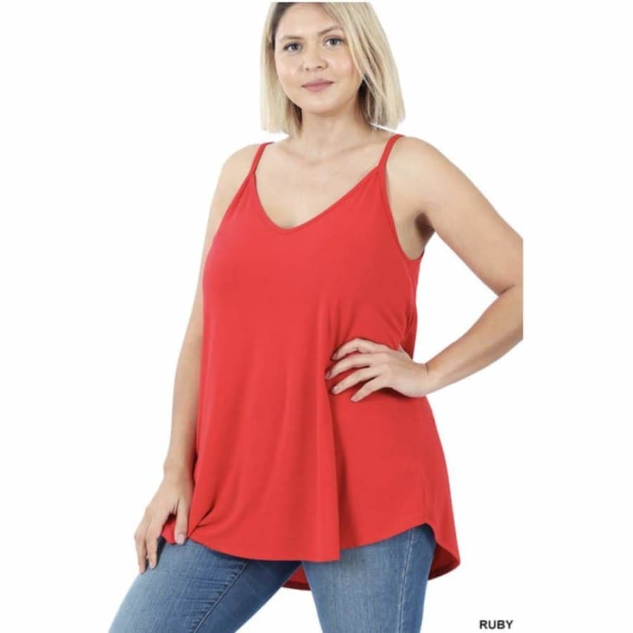 Coming Soon! NEW Colours! Reversible Spaghetti Cami V-Neck/Scoop-Neck (ETA 2-3 weeks) Ruby / 1XL Tops