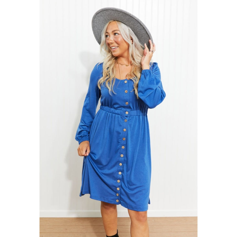 Scoop Neck Empire Waist Long Sleeve Mini Dress