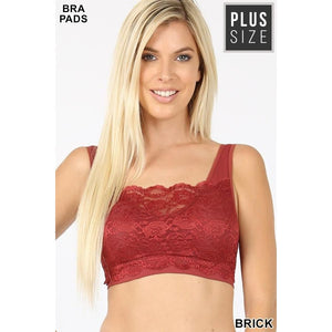 Seamless Bra Top w/Front Lace Cover Red