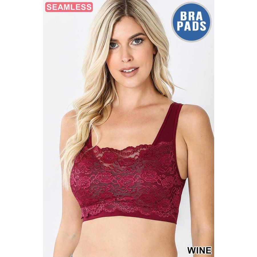 Women's Camisole Lace Sports Bra Top with Front Covers Yoga