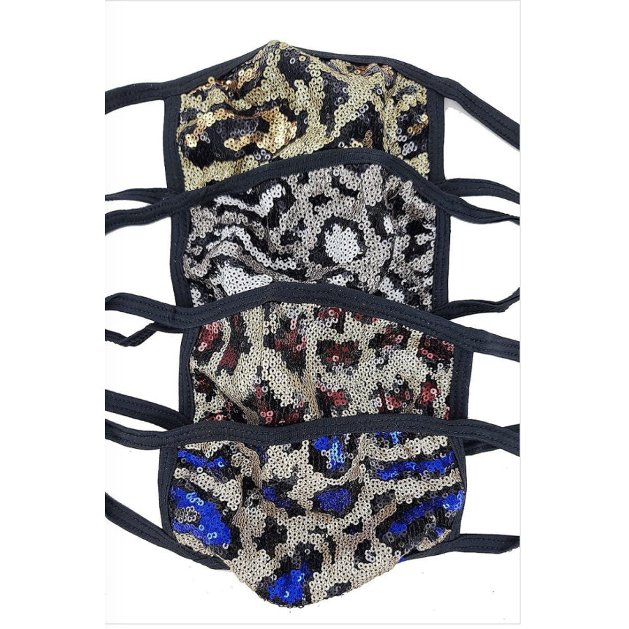 Sequin Fashion Face Masks Sequin Leopard Red / Polyester Face Cover