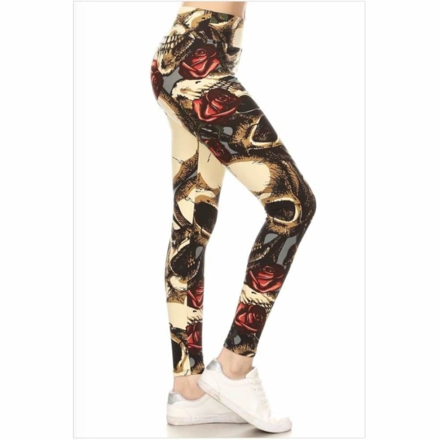 Leggings with Yoga Band! Fun Prints and Mummy and Me sets! Coming Soon! Skulls and Roses / OS Leggings
