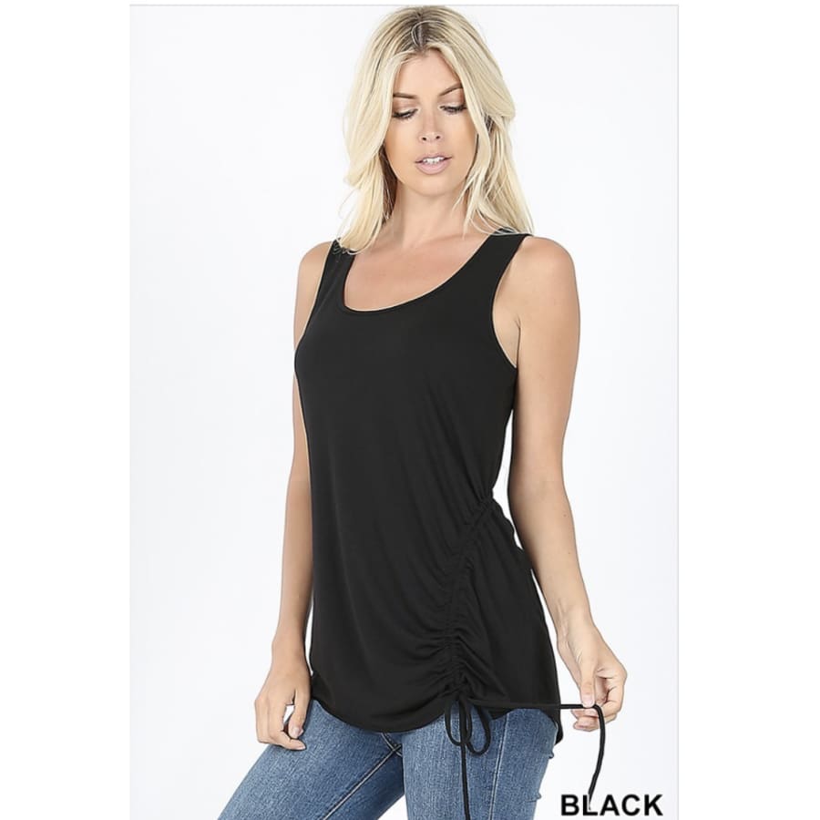 NEW! Sleeveless and Adjustable Side Ruched Top M / Black Tops