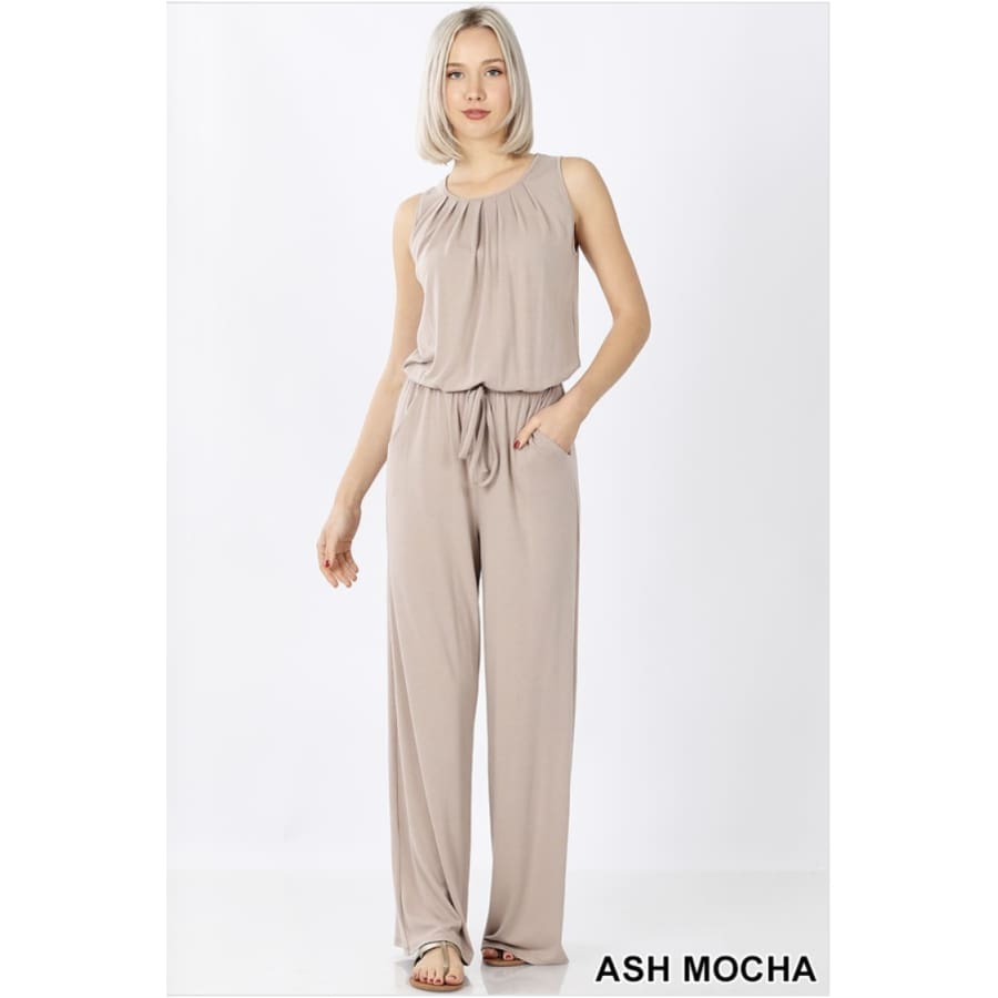 Sleeveless Jumpsuit with Pockets Ash Mocha / S Jumpsuits and Rompers