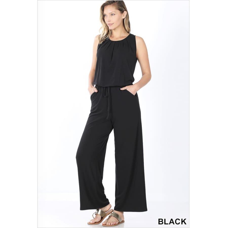 Sleeveless Jumpsuit with Pockets Black / 1XL Jumpsuits and Rompers