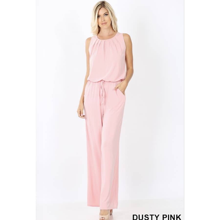 Sleeveless Jumpsuit with Pockets Dusty Pink / 3XL Jumpsuits and Rompers