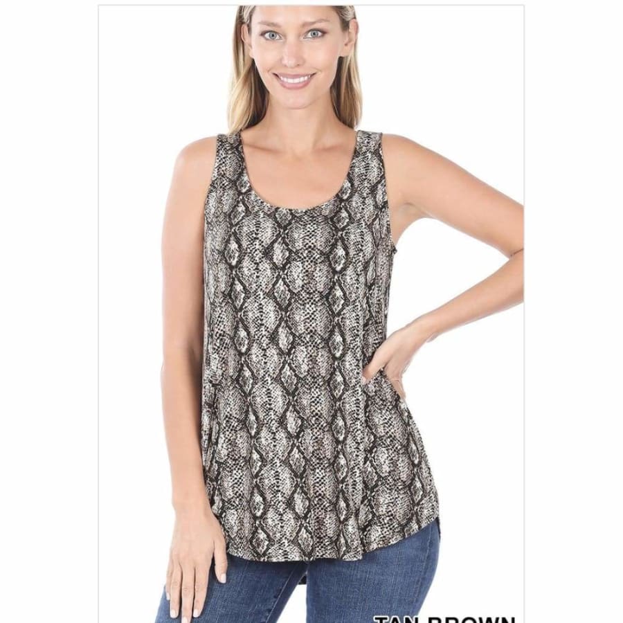 NEW! Camouflage Leopard and Snake Print Perfect Tank With Round Hem Tops