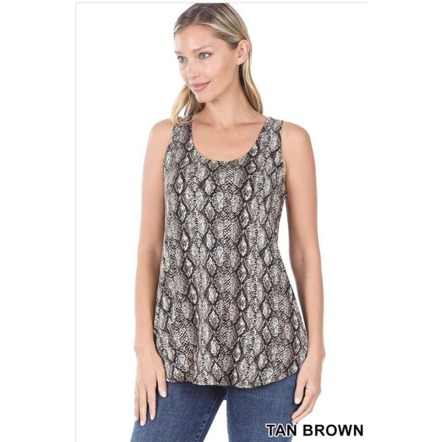 NEW! Camouflage Leopard and Snake Print Perfect Tank With Round Hem Tops