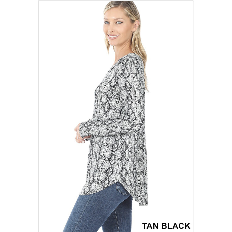 NEW!! Leopard and Snake Print V-neck Long Sleeve Top Tops