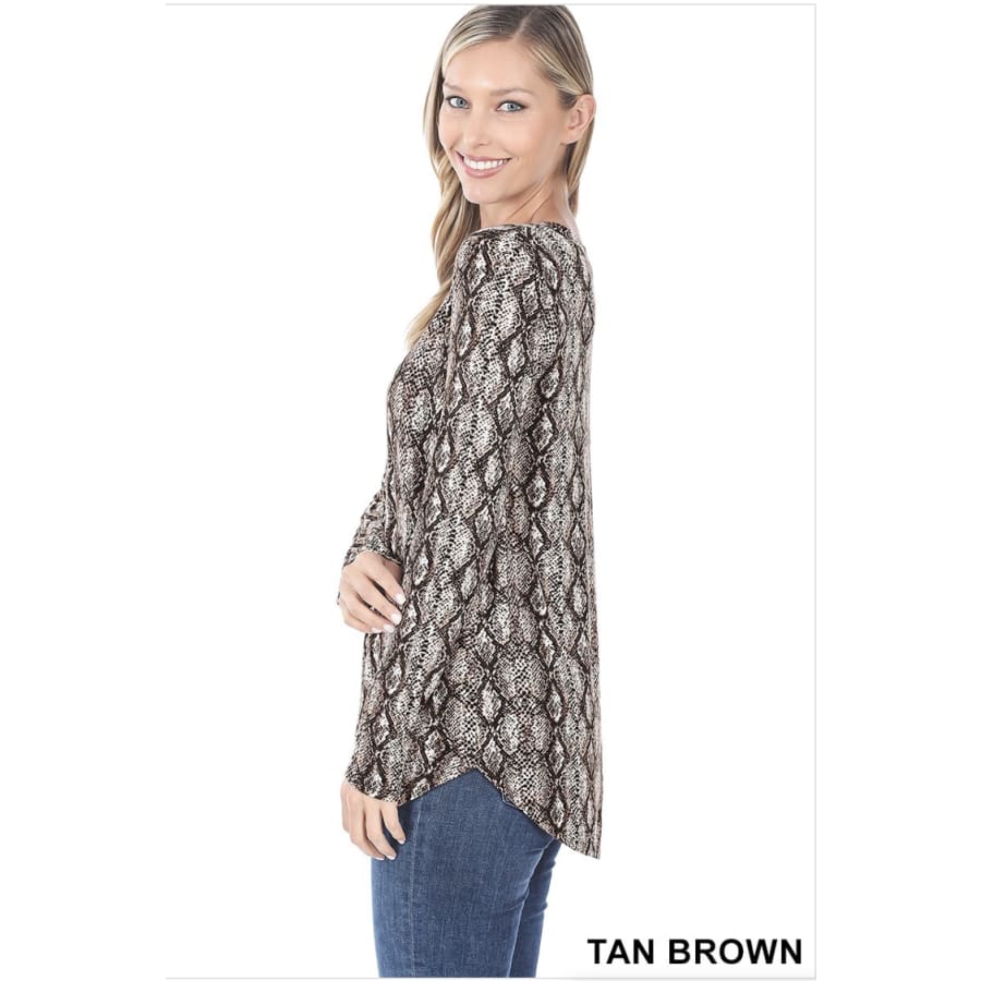 NEW!! Leopard and Snake Print V-neck Long Sleeve Top Tops