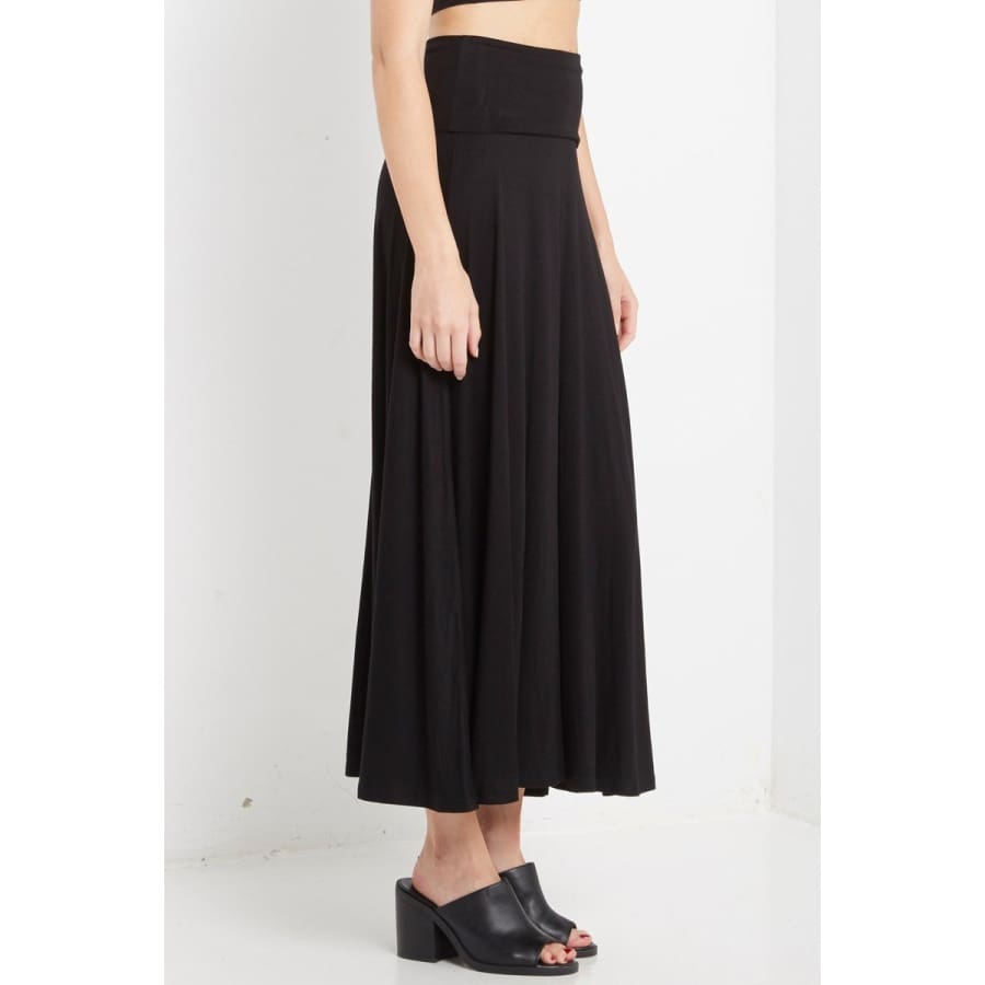 New!-Solid Fold Over Maxi Skirt