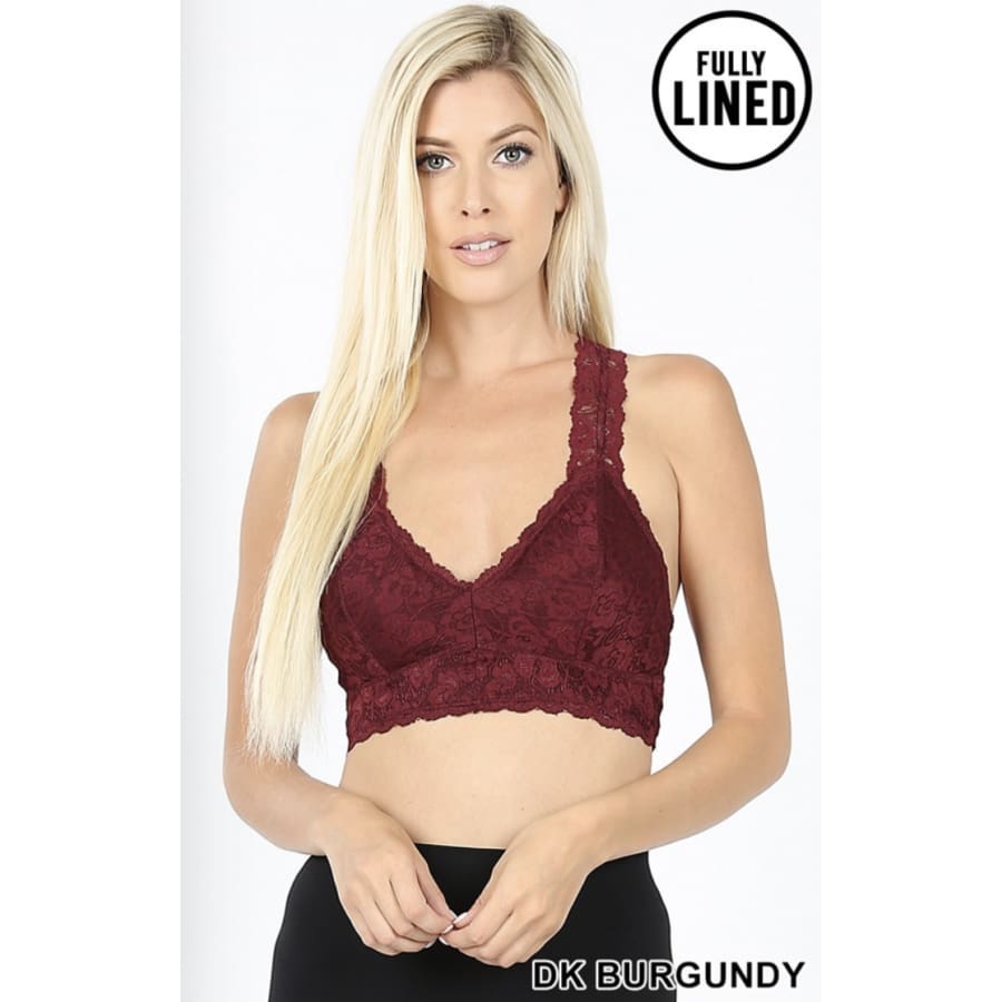 NEW COLOURS COMING SOON! Stretch Lace Hourglass Back Bralette With Full Mesh Lining Bra
