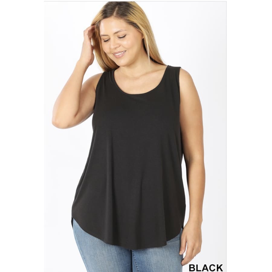 NEW COLOURS! Tank Top in Round Neck and Hem Black / 1XL Tops