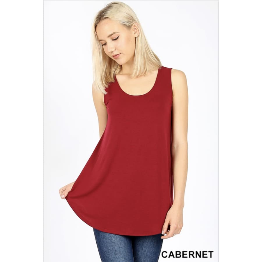 NEW ARRIVAL! Tank Top in Round Neck and Hem Cabernet / S Tops