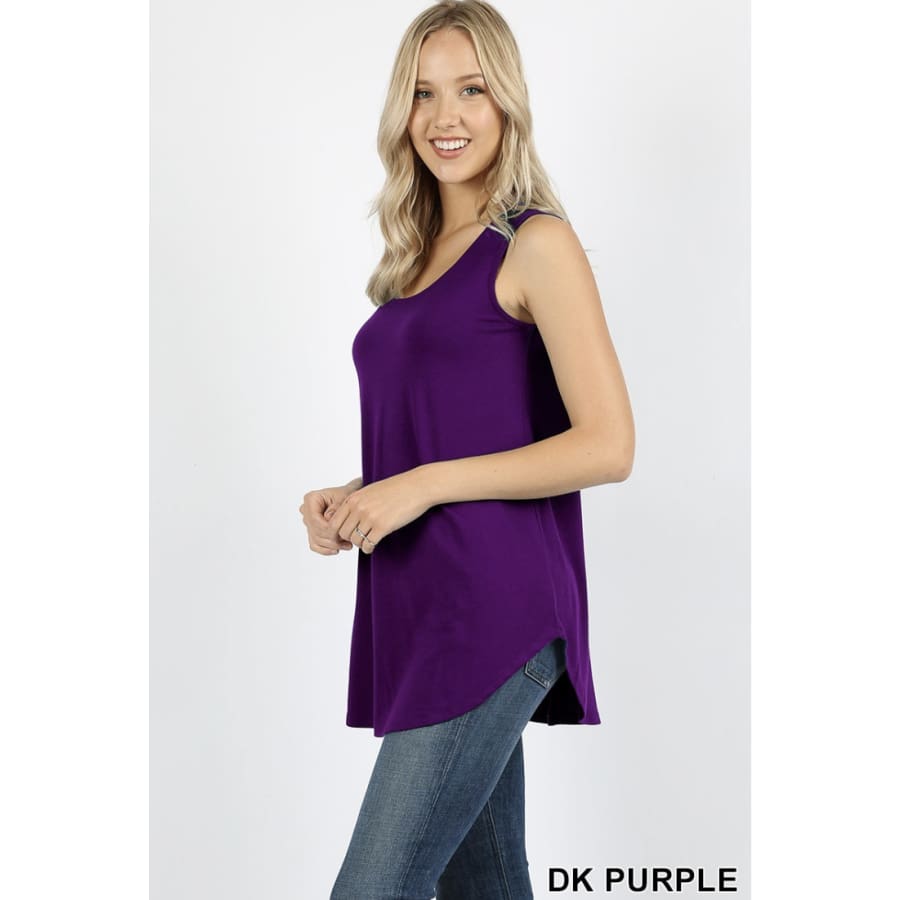 New Arrival! Tank Top In Round Neck And Hem S / Dark Purple Top