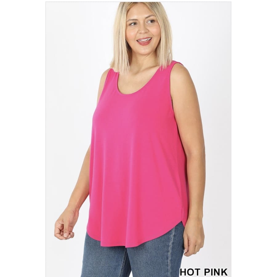 NEW COLOURS! Tank Top in Round Neck and Hem Hot Pink / 1XL Tops