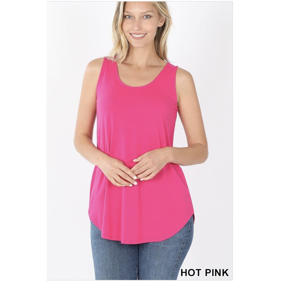 NEW COLOURS! Tank Top in Round Neck and Hem Hot Pink / S Tops
