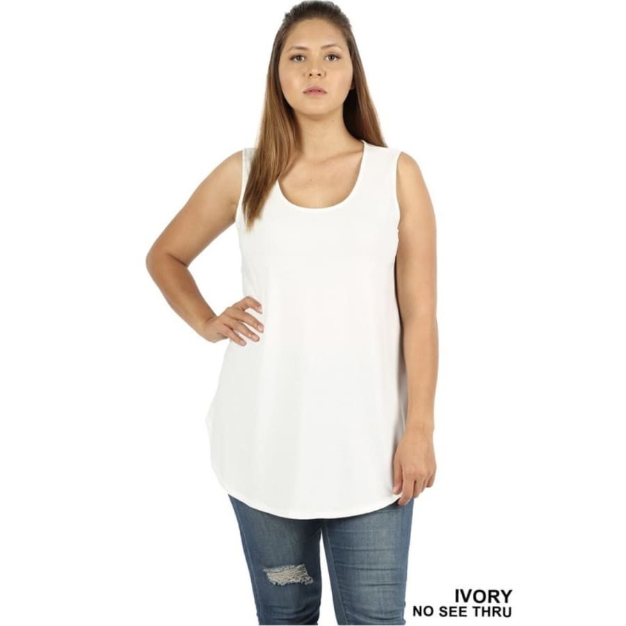 New Arrival! Tank Top In Round Neck And Hem Xl / Ivory Top