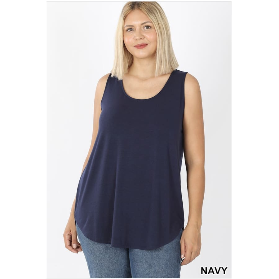 NEW COLOURS! Tank Top in Round Neck and Hem Navy / 1XL Tops