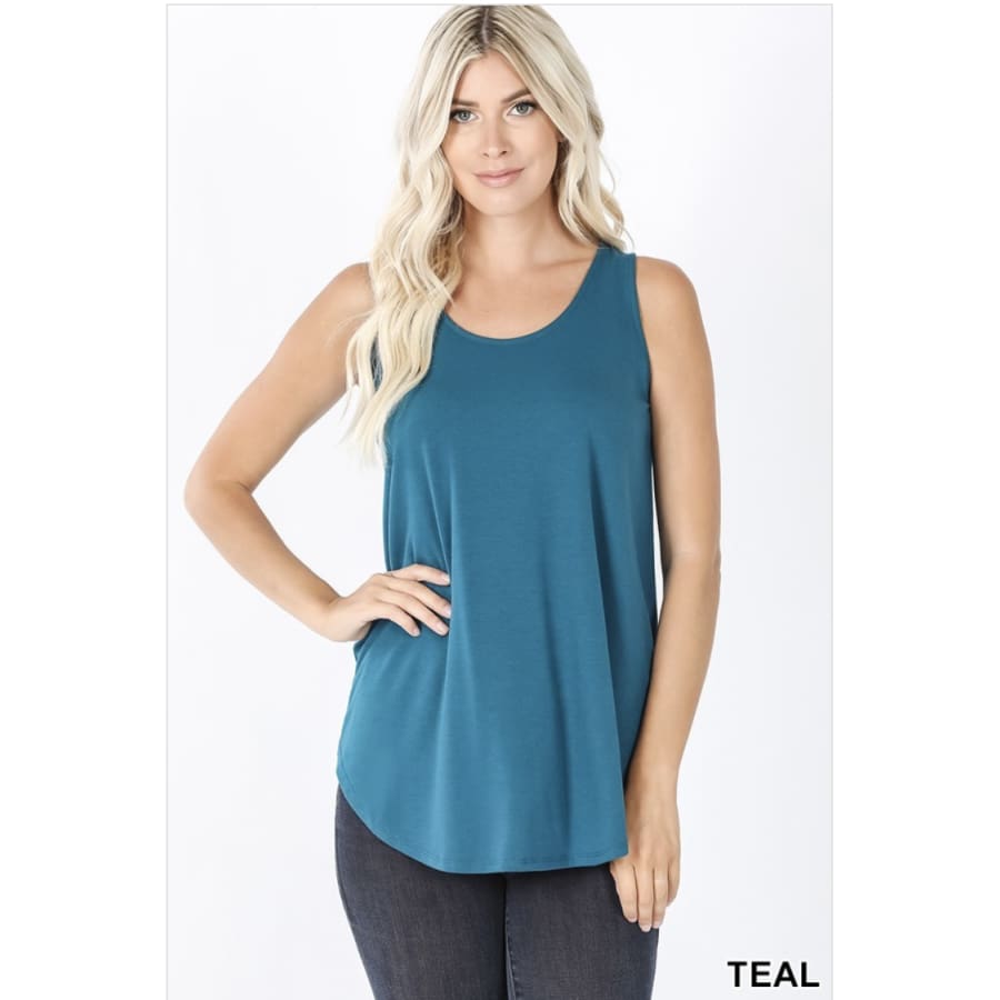 NEW COLOURS! Tank Top in Round Neck and Hem Teal / S Tops