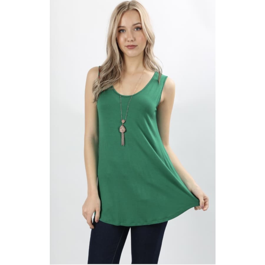 New Arrival! Tank Top In Round Neck And Hem Xl / Kelly Green Top