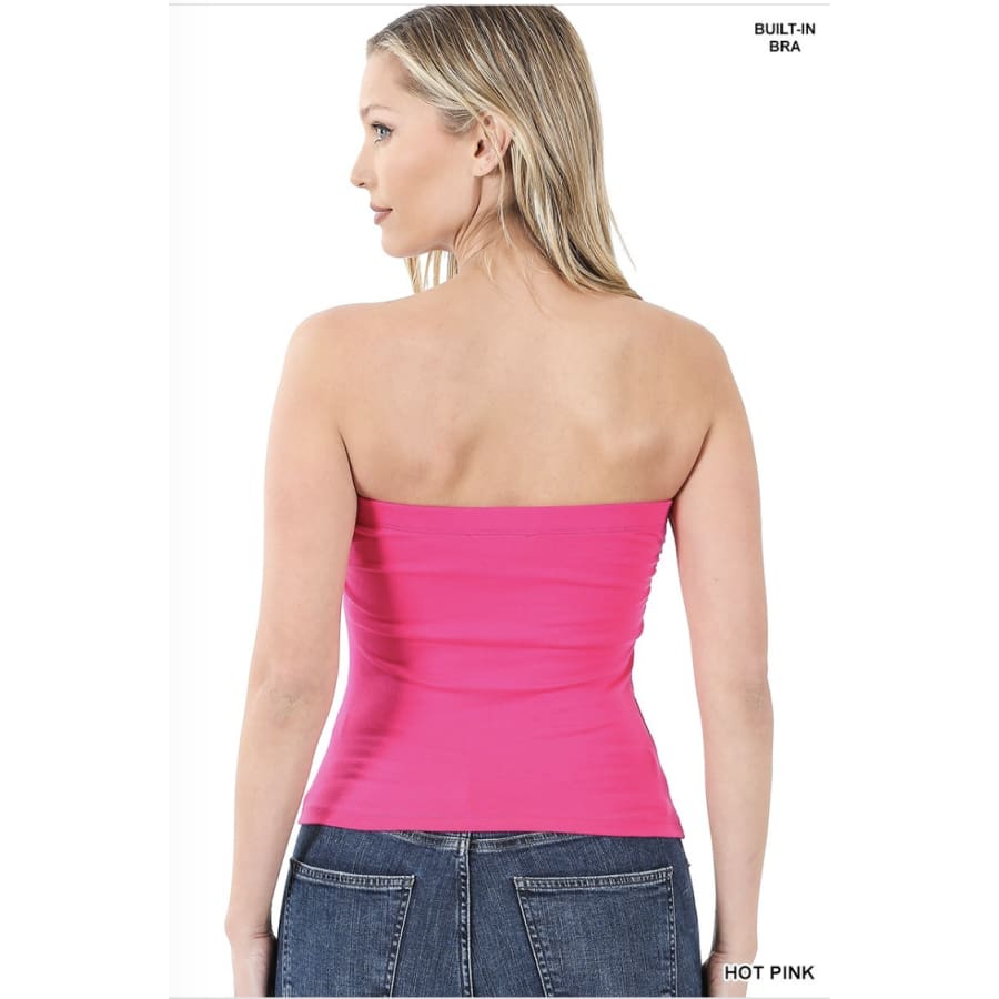 NEW! Tube Top With Built-in Bra Hot Pink / Small Tops