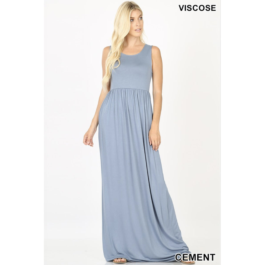Now Here! Viscose Sleeveless Maxi Dress With Pockets S / Black Dresses