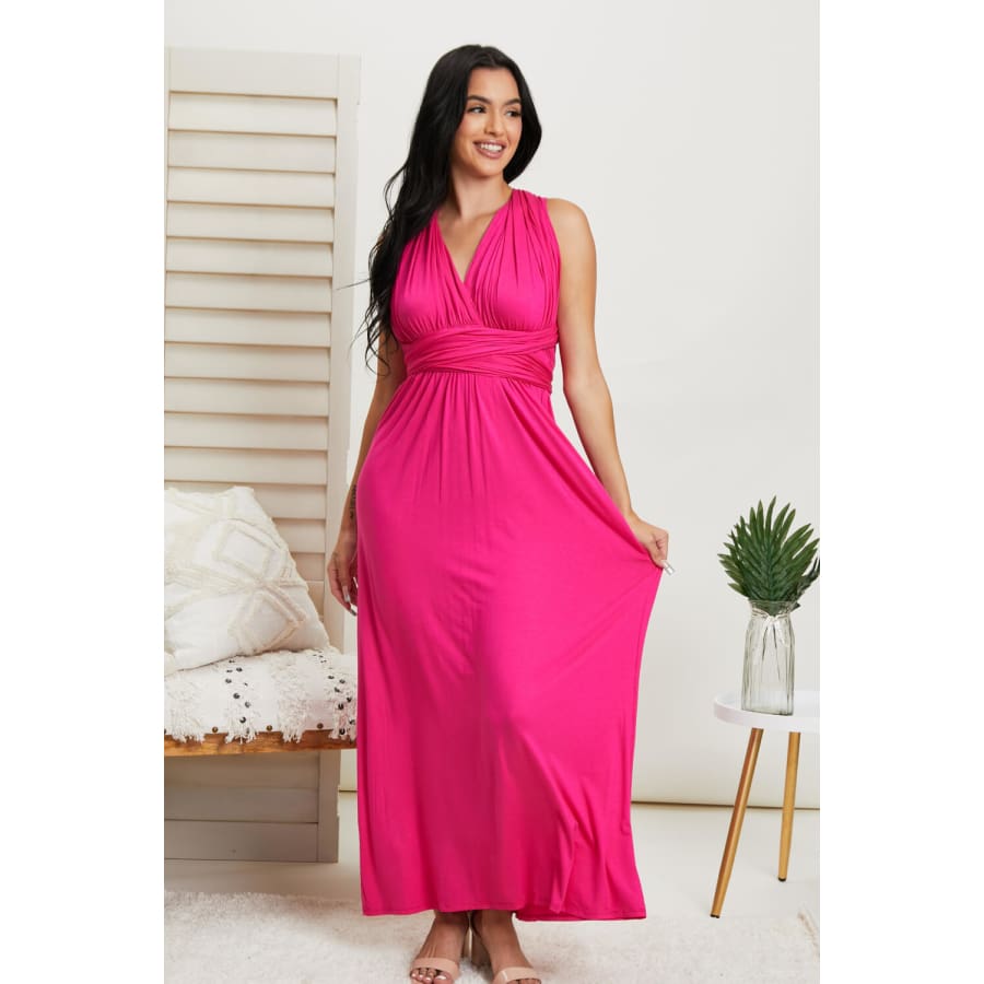 Zenana Viscose 3/4 Sleeve Dress With Waist Shirring and Pockets