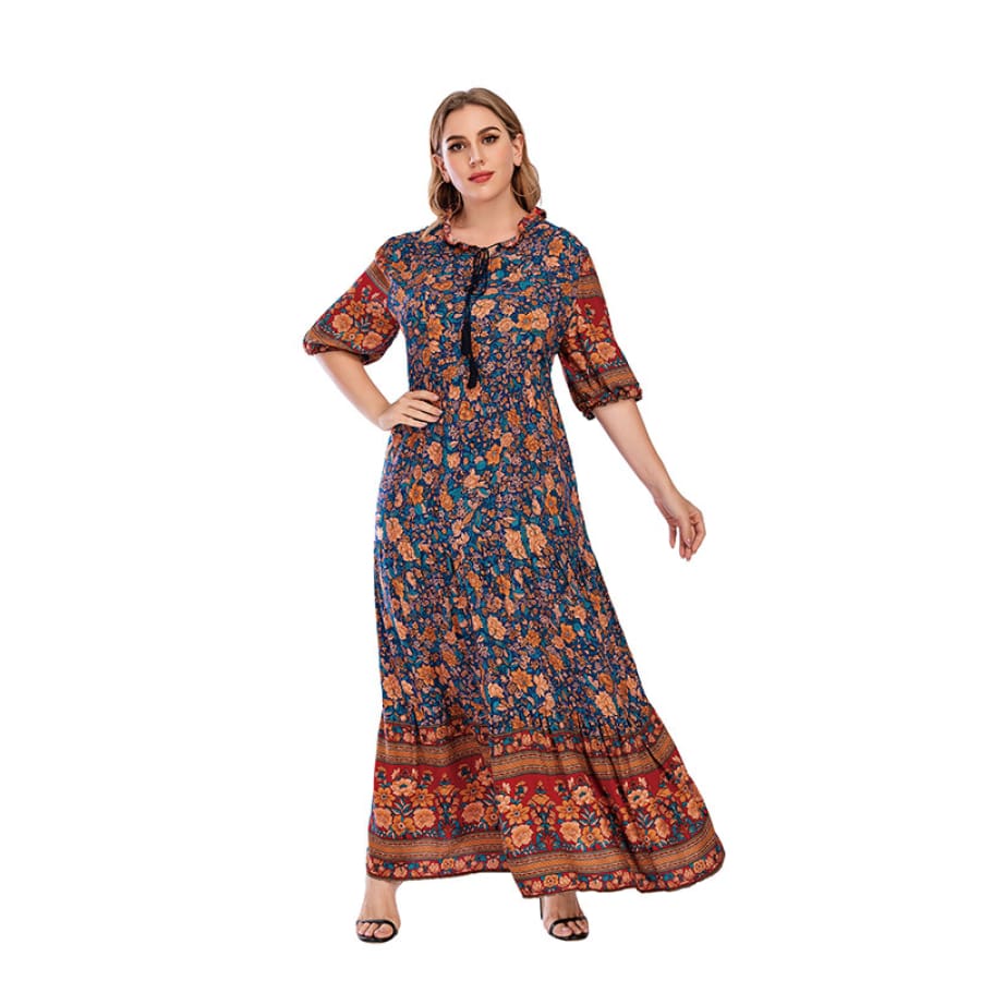 Women’s french plus size floral maxi dress Maxi Dresses
