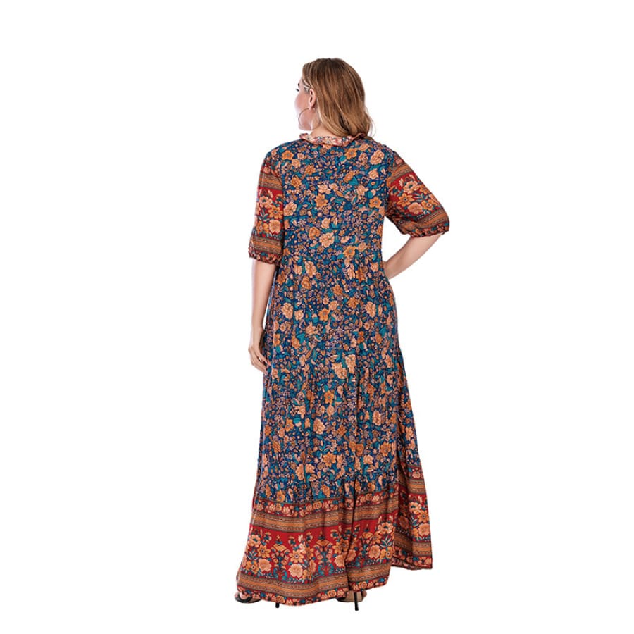 Women’s french plus size floral maxi dress Maxi Dresses