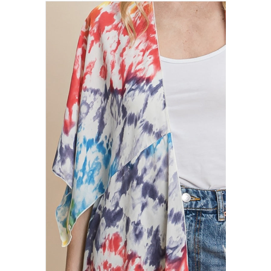 NEW! Wool Dobby Tie Dye Open Cardigan Beach Coverup Coverup