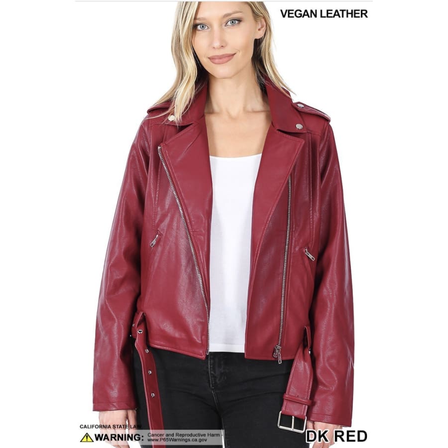 PREORDER! Vegan Leather Belted Moto Jacket - arriving late January Jacket